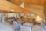 Mammoth Condo Rental Snowflower 37 - Living Room with a Large Flat Screen TV, DirecTV, access to outside deck. 